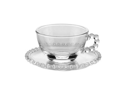 Conjunto De 8 Xícaras Chá Com Pires Cristal Pearl 180ml Conjunto De 8 Xícaras Chá Com Pires Cristal Pearl 180ml